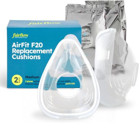 AirFit F20 Medium Replacement Cushion by Fairflow - Compatible with ResMed Airfit F20 Mask - FSA/HSA Eligible -Platinum-Cured Premium Silicone Cushion for Soft, Leak-Free Seal- 2 Pack in Saudi Arabia