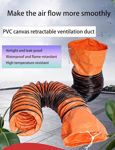 Flame Retardant Flexible Duct Hose with Adjustable Rope & D-Ring for Efficient Ventilation in Workshops, Greenhouses, and Industrial Spaces in Saudi Arabia