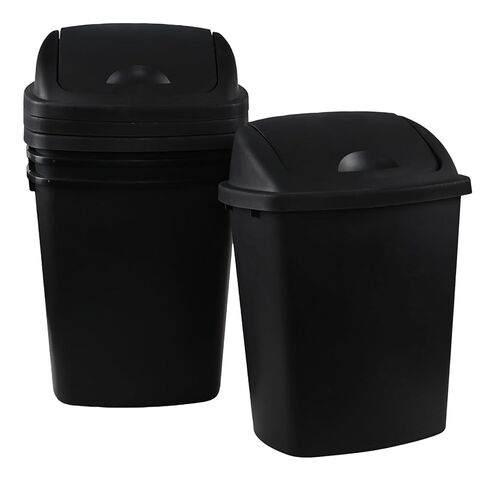 Gloreen 70 L Swing Top Lid Garbage Bins, Black, 4 Pack 18 Gallon Extra Large Plastic Trash Cans in Kuwait