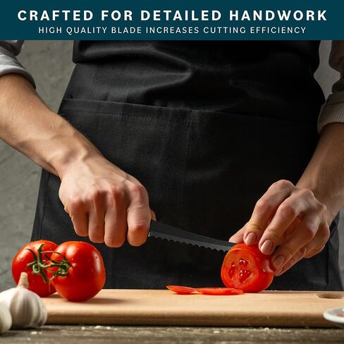قطعتين من سكين الطماطم مع غمد من هوم هيرو - سكين تقطيع من الفولاذ المقاوم للصدأ عالي الكربون مع مقبض مريح - سكين مطبخ حاد متعدد الأغراض لتقطيع الخضار والطهي in Kuwait