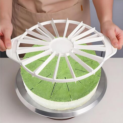 Cake Portion Cutter Cake Portion Marker Round Cake Slicer Double Sided Cake Portion Marker 14 or 16 Pieces for Even Slices(White 26.8 cm /10.6 In diameter) (14 or 16 Slices) in Saudi Arabia