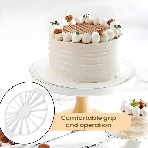 Cake Portion Cutter Cake Portion Marker Round Cake Slicer Double Sided Cake Portion Marker 14 or 16 Pieces for Even Slices(White 26.8 cm /10.6 In diameter) (14 or 16 Slices) in Saudi Arabia