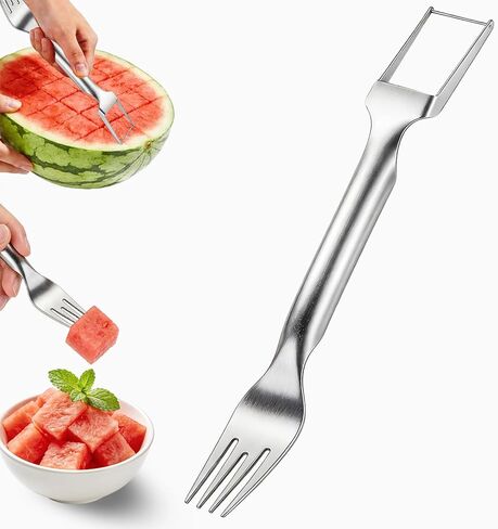Watermelon Fork Slicer Cutter, 2-in-1 Stainless Steel Watermelon Slicer & Fruit Fork, Summer Kitchen Gadget for BBQ Parties, Camping & RV Adventures in Saudi Arabia