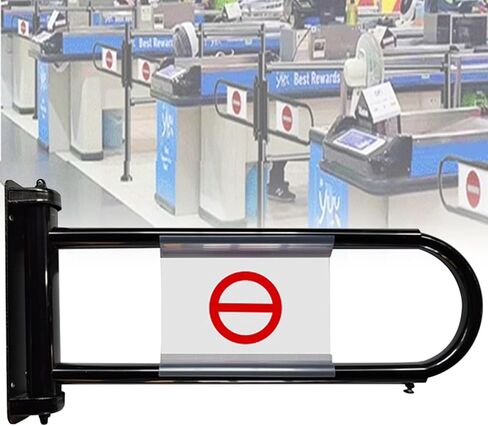 الفولاذ المقاوم للصدأ سوبر ماركت أمين الصندوق بوابة السلامة 1-Way للمشاة وصول الباب السيارات إغلاق بوابة سوينغ للمكتبة الأسود 300x100CM دائم وآمن in Kuwait