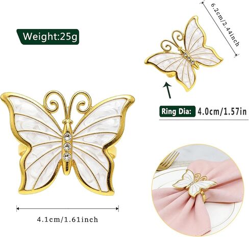 Butterfly Napkin Rings Set of 6 Insect Napkin Holders for Spring Party Valentine's Day Garden Wedding Table Decor,Elegant Table Setting for Holiday Gathering Rustic Farmhouse Daily Dining in Saudi Arabia