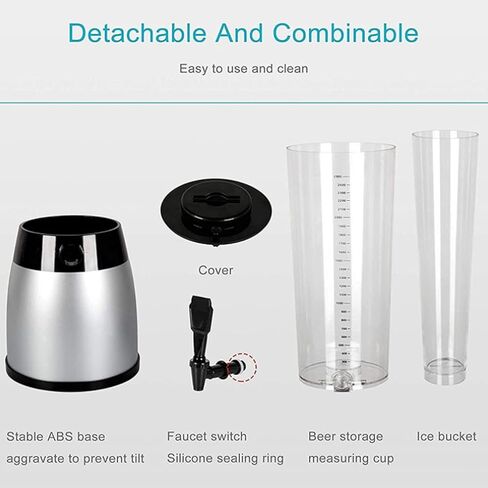 Drink dispenser, Beer Dispenser Beer Tower 2.5L Beer Tower Beverage Dispenser, Drink Tower Dispenser with LED Colorful Shinning Lights And Ice Tube, for Parties And Gameday in Saudi Arabia
