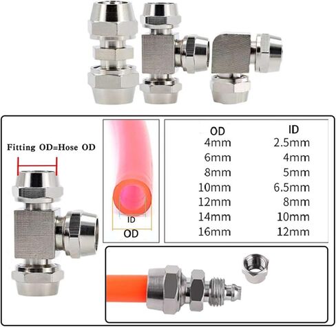 1PCS Pneumatic Quick Hose Tube Coupling OD 4mm 6mm 8mm 10mm 12mm 14 16mm Brass Fast Pipe Fitting T-Type L-Type Cross-Type Connector(PV,4mm) in Saudi Arabia