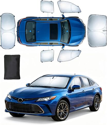 6 قطع من مظلات الشمس لسيارة Toyota Tundra Windshield Sunshade، ظلال نافذة كاملة مكونة من طبقتين لسيارة Tundra 2022-2025 2026 أغطية النوافذ الأمامية والخلفية الجانبية وواقي الشمس واكسسوارات السيارات للحفاظ على برودة السيارة in Kuwait