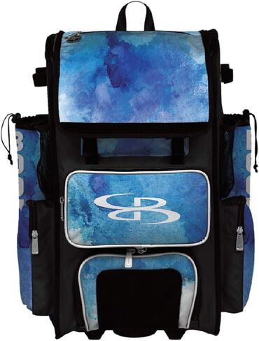 حقيبة Boombah Superpack Hybrid Rolling Bat - Solace Bat Pack أبيض/أسود/سماوي - إصدار بعجلات وحقيبة ظهر in Kuwait
