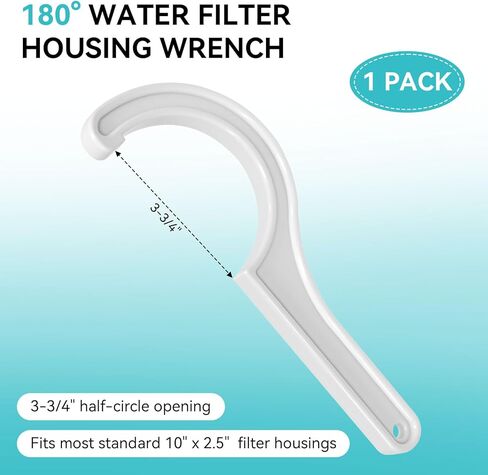 مفتاح فلتر المياه مع 3 حلقات دائرية متوافقة مع نظام المياه APEC، يناسب معظم أغطية الفلتر مقاس 10 بوصة × 2.5 بوصة للتناضح العكسي أو أنظمة تصفية المياه تحت الحوض، فتحة نصف دائرة 3-3/4 بوصة، عبوة واحدة in Kuwait