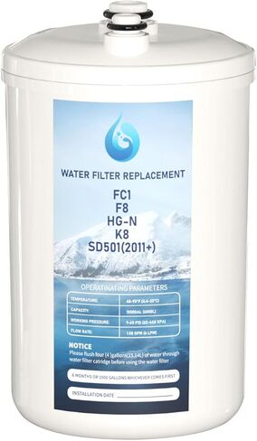 استبدال فلتر المياه FC1 F8 HG-N متوافق مع مرشحات Enagic Leveluk F8 وHG-N لـ K8 وSD501 (2011+)، آلات JRIV، عبوة واحدة in Kuwait