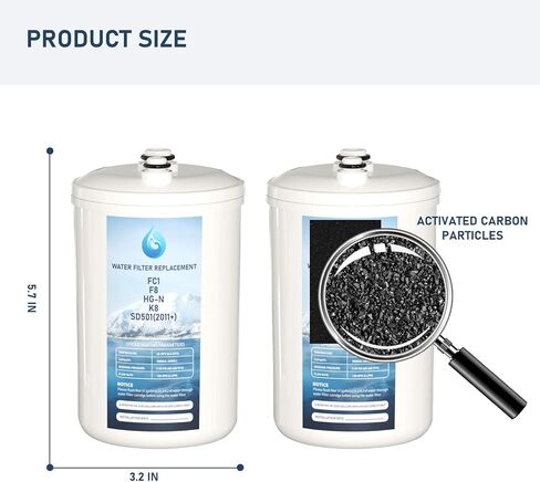 استبدال فلتر المياه FC1 F8 HG-N متوافق مع مرشحات Enagic Leveluk F8 وHG-N لـ K8 وSD501 (2011+)، آلات JRIV، عبوة واحدة in Kuwait