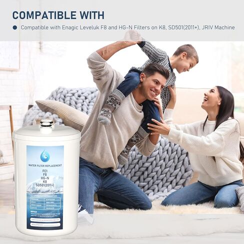 استبدال فلتر المياه FC1 F8 HG-N متوافق مع مرشحات Enagic Leveluk F8 وHG-N لـ K8 وSD501 (2011+)، آلات JRIV، عبوة واحدة in Kuwait