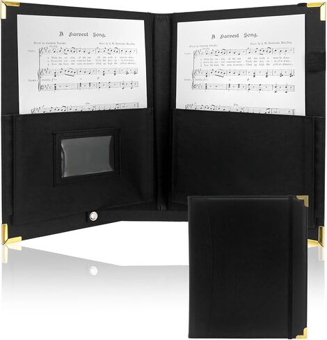 GraduatePro Leatherette Deluxed Padded Sheet Music Folder Black with Brass Corners Elastic Band, Fits Letter Size 8.5 x 11 inch in Saudi Arabia