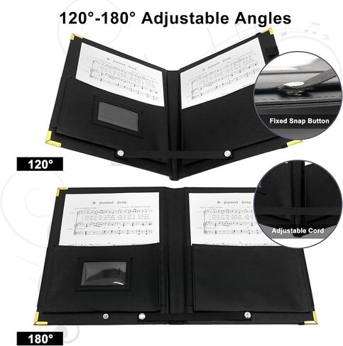 GraduatePro Leatherette Deluxed Padded Sheet Music Folder Black with Brass Corners Elastic Band, Fits Letter Size 8.5 x 11 inch in Saudi Arabia