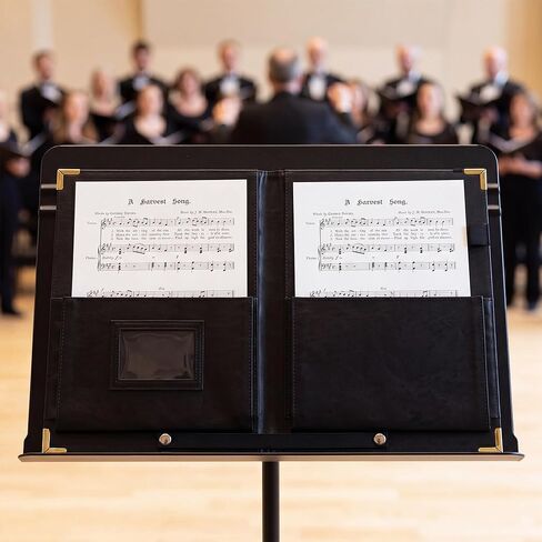 GraduatePro Leatherette Deluxed Padded Sheet Music Folder Black with Brass Corners Elastic Band, Fits Letter Size 8.5 x 11 inch in Saudi Arabia