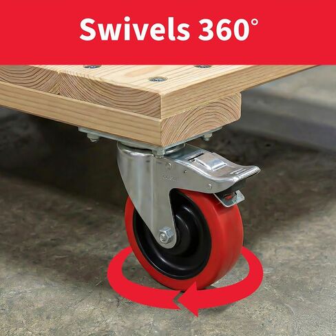 Colson 4 in. Red Polyurethane and Steel Swivel Caster, Total Locking Brake, 350 lb. Load Capacity, Made in the USA in Saudi Arabia