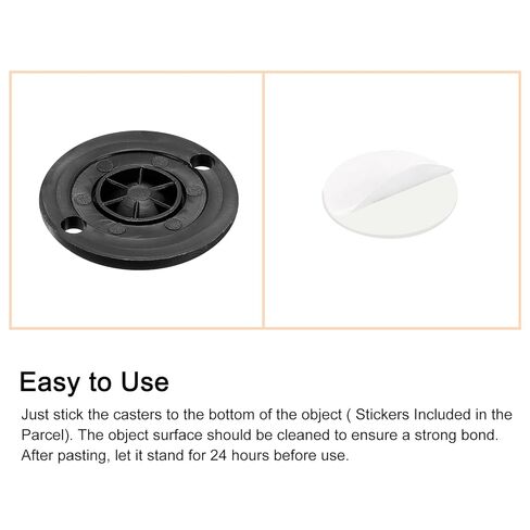 Generic 8Pcs Adhesive Mini Caster Wheel, Swivel Universal Caster 360 Degree Rotation Sticky Pulley for Bins, Storage Boxes, Furniture, Trash Can (Black) in Saudi Arabia