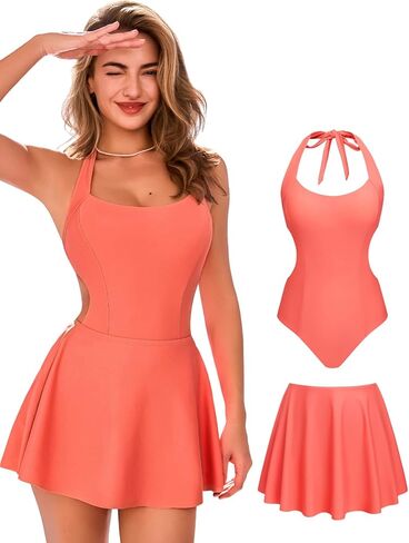 CUPSHE Women's Tummy Control One Piece Swimsuit with Detachable Skirt Sexy Cutout Back Hook Bathing Suit Monokini in Saudi Arabia