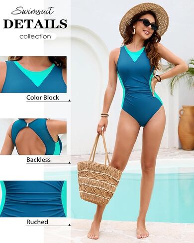 DaiLiWei Womens One Piece Swimsuits Sexy Bathing Suit Tummy Control Modest Mesh Monokini Swimwear High Neck Swim Suits Teens in Saudi Arabia