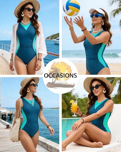 DaiLiWei Womens One Piece Swimsuits Sexy Bathing Suit Tummy Control Modest Mesh Monokini Swimwear High Neck Swim Suits Teens in Saudi Arabia