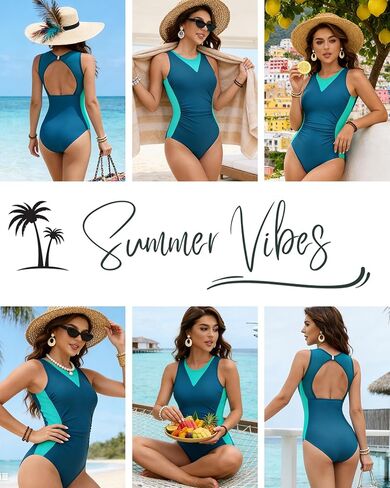 DaiLiWei Womens One Piece Swimsuits Sexy Bathing Suit Tummy Control Modest Mesh Monokini Swimwear High Neck Swim Suits Teens in Saudi Arabia