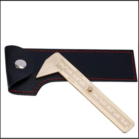 Brass Dual Scale Calipers with Protective Leather Sleeve – Solid Brass Vernier Caliper with Triangle Tip, Inch & Metric Measuring Tool for Jewelry Making, Woodworking, and Metalworking in Saudi Arabia