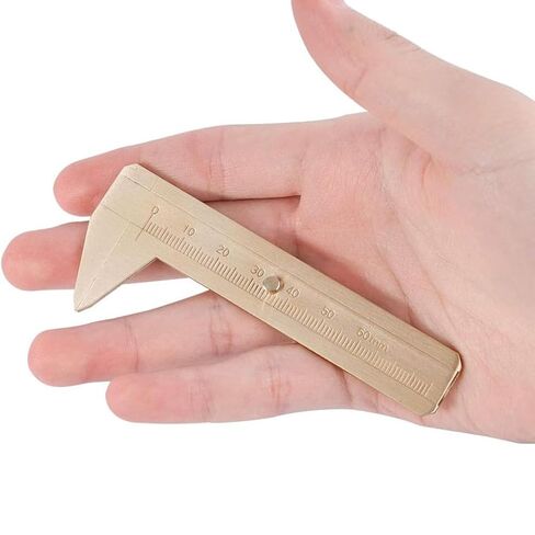 Brass Dual Scale Calipers with Protective Leather Sleeve – Solid Brass Vernier Caliper with Triangle Tip, Inch & Metric Measuring Tool for Jewelry Making, Woodworking, and Metalworking in Saudi Arabia