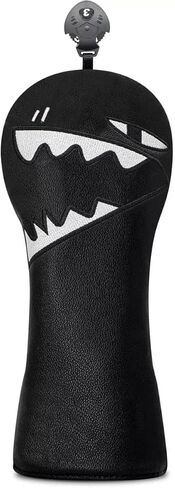 Vesperlux Funny Shark Golf Headcovers for Driver Fairway Wood Hybrid UT & Alignment Stick - White Black Cartoon Animal Club Covers with Plush Lining in Saudi Arabia