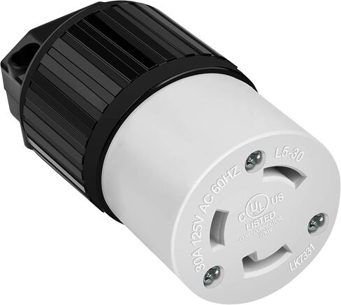ENERLITES NEMA L5-30R Locking Connector for Generator, Twist Lock Female Plug, 30 Amp, 125 Volt, 2 Pole, 3 Wire Grounding, Industrial Grade Heavy Duty, UL Listed, 66452-BK, Black in Saudi Arabia