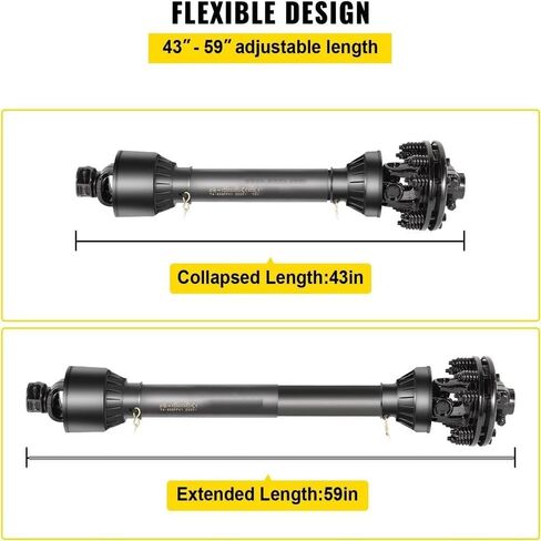 PTO Shaft PTO Drive Shaft 1-3/8" 6 Spline Endw/Slip Clutch T4 43"-59". Replacement for VEVOR OEM in Saudi Arabia