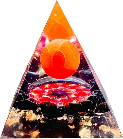 Natural Obsidian Orgone Pyramid, Orgonite Crystal Healing Pyramid with Built-in Buddha Statue, Attract Wealth Success, Prosperity, Balance Chakra Used for Meditation & Healing, 6cm in Saudi Arabia