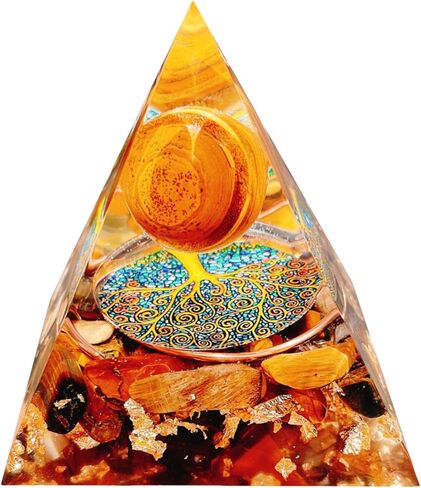 Natural Obsidian Orgone Pyramid, Orgonite Crystal Healing Pyramid with Built-in Buddha Statue, Attract Wealth Success, Prosperity, Balance Chakra Used for Meditation & Healing, 6cm in Saudi Arabia