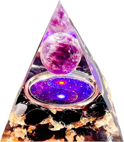 Natural Obsidian Orgone Pyramid, Orgonite Crystal Healing Pyramid with Built-in Buddha Statue, Attract Wealth Success, Prosperity, Balance Chakra Used for Meditation & Healing, 6cm in Saudi Arabia