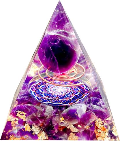 Natural Obsidian Orgone Pyramid, Orgonite Crystal Healing Pyramid with Built-in Buddha Statue, Attract Wealth Success, Prosperity, Balance Chakra Used for Meditation & Healing, 6cm in Saudi Arabia