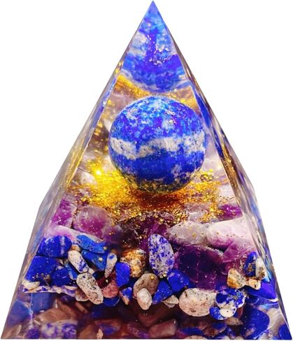 Natural Obsidian Orgone Pyramid, Orgonite Crystal Healing Pyramid with Built-in Buddha Statue, Attract Wealth Success, Prosperity, Balance Chakra Used for Meditation & Healing, 6cm in Saudi Arabia