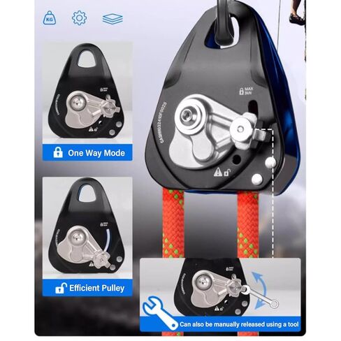 Naroote One Way Pulley, 6KN Self Locking High Efficiency Pulley with Aerospace Aluminum, Abrasion Proof & Good Standards for High Altitude Operations, Emergency Rescue in Saudi Arabia