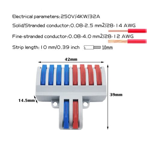 موصلات سلكية مدمجة من CESFONJER، طرف توصيل سريع، موصل تشكيلة صامولة الرافعة، كتل موصلات كهربائية (6 قطع SPL-82، 2 في 8 خارج) in Kuwait