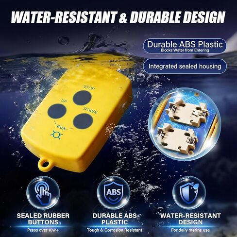 Upgraded transmitter for Boat Lifts is compatible with Gem Remotes 7240, compatible with marine lift systems manufactured in 2007 and later, waterproof and portable, three-button remote control in Saudi Arabia
