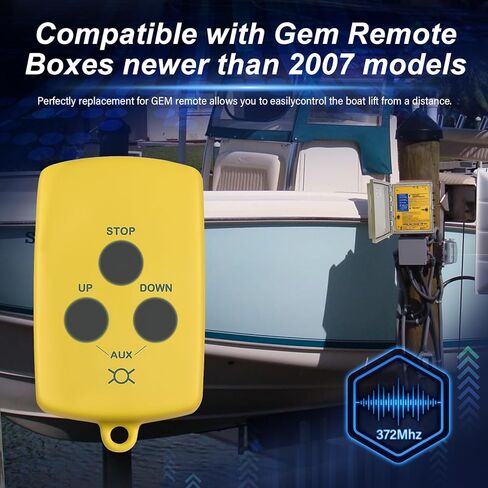 Upgraded transmitter for Boat Lifts is compatible with Gem Remotes 7240, compatible with marine lift systems manufactured in 2007 and later, waterproof and portable, three-button remote control in Saudi Arabia