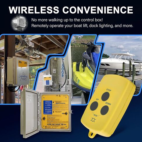 Upgraded transmitter for Boat Lifts is compatible with Gem Remotes 7240, compatible with marine lift systems manufactured in 2007 and later, waterproof and portable, three-button remote control in Saudi Arabia