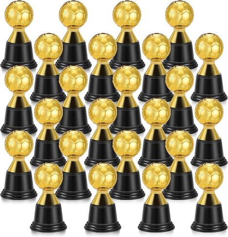 24 Pack Mini Soccer Star Trophies for Awards, 4.5 Inch Gold Football Plastic Trophy Cups for Sports Event, World Cup, Party Favors, Props, Rewards, Winning Prizes, Competitions in Saudi Arabia