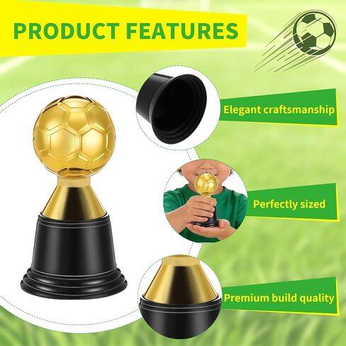 24 Pack Mini Soccer Star Trophies for Awards, 4.5 Inch Gold Football Plastic Trophy Cups for Sports Event, World Cup, Party Favors, Props, Rewards, Winning Prizes, Competitions in Saudi Arabia