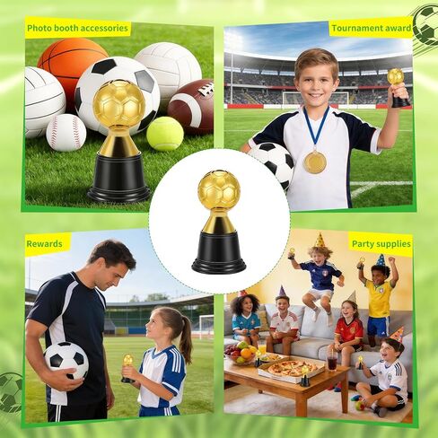 24 Pack Mini Soccer Star Trophies for Awards, 4.5 Inch Gold Football Plastic Trophy Cups for Sports Event, World Cup, Party Favors, Props, Rewards, Winning Prizes, Competitions in Saudi Arabia