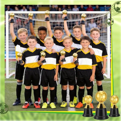 24 Pack Mini Soccer Star Trophies for Awards, 4.5 Inch Gold Football Plastic Trophy Cups for Sports Event, World Cup, Party Favors, Props, Rewards, Winning Prizes, Competitions in Saudi Arabia