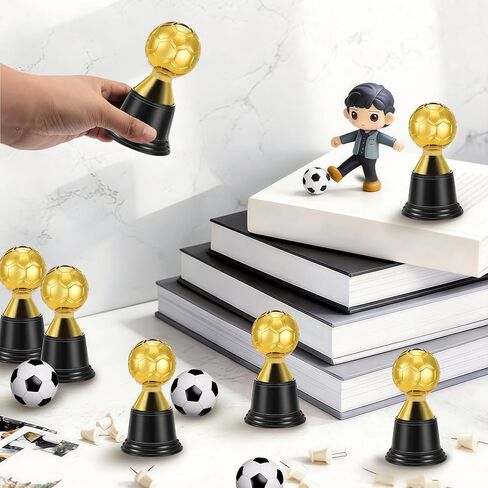 24 Pack Mini Soccer Star Trophies for Awards, 4.5 Inch Gold Football Plastic Trophy Cups for Sports Event, World Cup, Party Favors, Props, Rewards, Winning Prizes, Competitions in Saudi Arabia