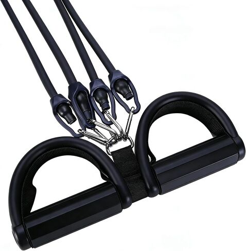 ترقية lenporl 4-Tube الدواسة مجتذب الكاحل العصابات مع مقبضين إضافيين أسود، دواسة مجتذب المقاومة الفرقة مع مقبض للمنزل الصالة الرياضية، واليوغا والبيلاتيس، مثالية لهجة الأسلحة، وتقاسم المنافع، والخصر للجنسين in Kuwait