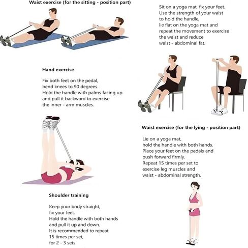 ترقية lenporl 4-Tube الدواسة مجتذب الكاحل العصابات مع مقبضين إضافيين أسود، دواسة مجتذب المقاومة الفرقة مع مقبض للمنزل الصالة الرياضية، واليوغا والبيلاتيس، مثالية لهجة الأسلحة، وتقاسم المنافع، والخصر للجنسين in Kuwait