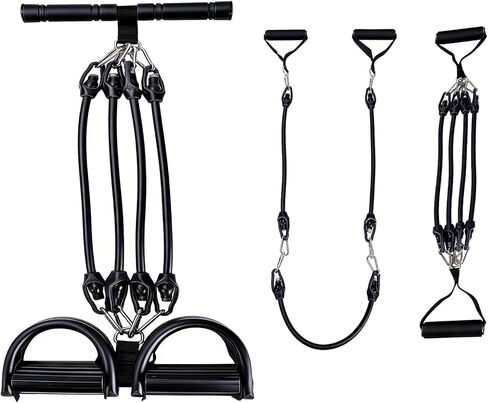 ترقية lenporl 4-Tube الدواسة مجتذب الكاحل العصابات مع مقبضين إضافيين أسود، دواسة مجتذب المقاومة الفرقة مع مقبض للمنزل الصالة الرياضية، واليوغا والبيلاتيس، مثالية لهجة الأسلحة، وتقاسم المنافع، والخصر للجنسين in Kuwait
