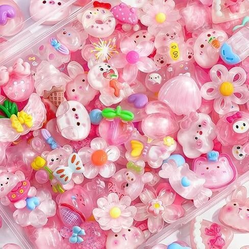 60pcs Slime Charms Cute Set, Bulk Resin Charms Set Flatback Ornament for Phone Junk Cases,Hairpins Scrapbooking Crafting & DIY Decoration in Saudi Arabia